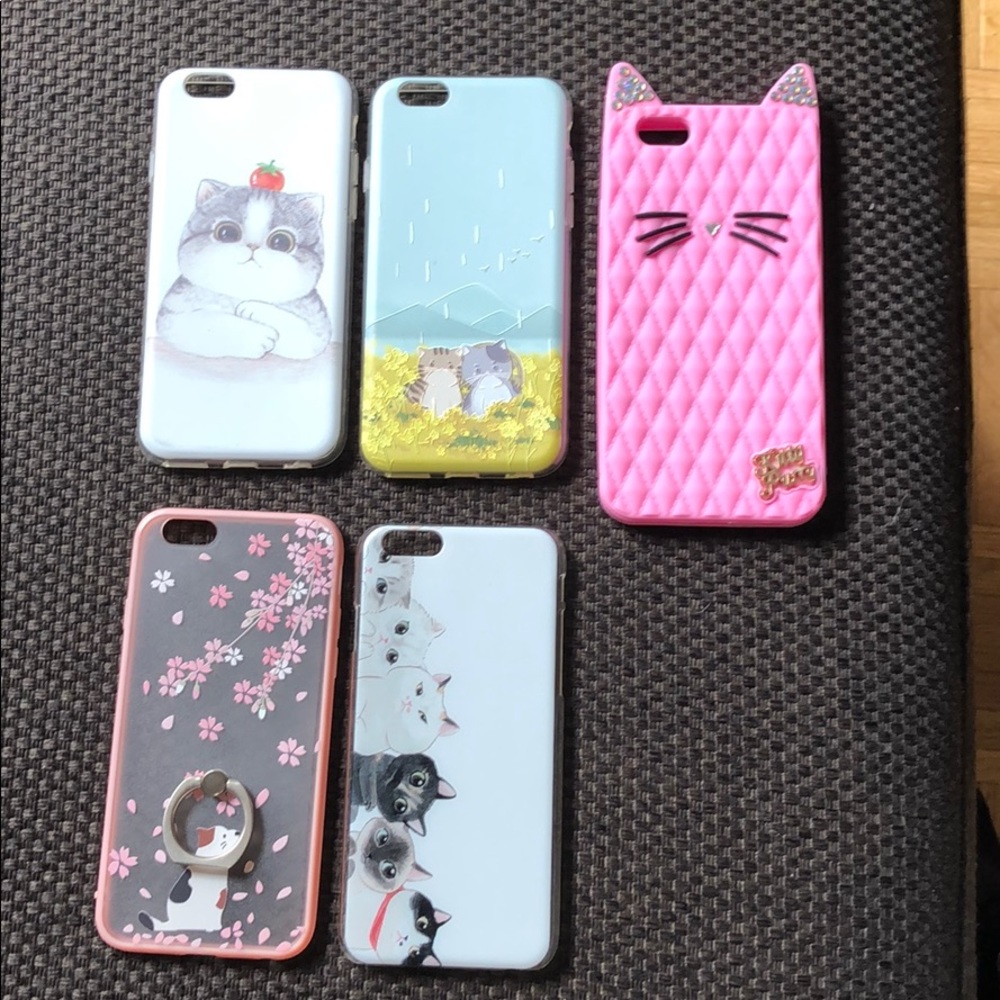 Set of 5 cute cat phone cases for iPhone 6S